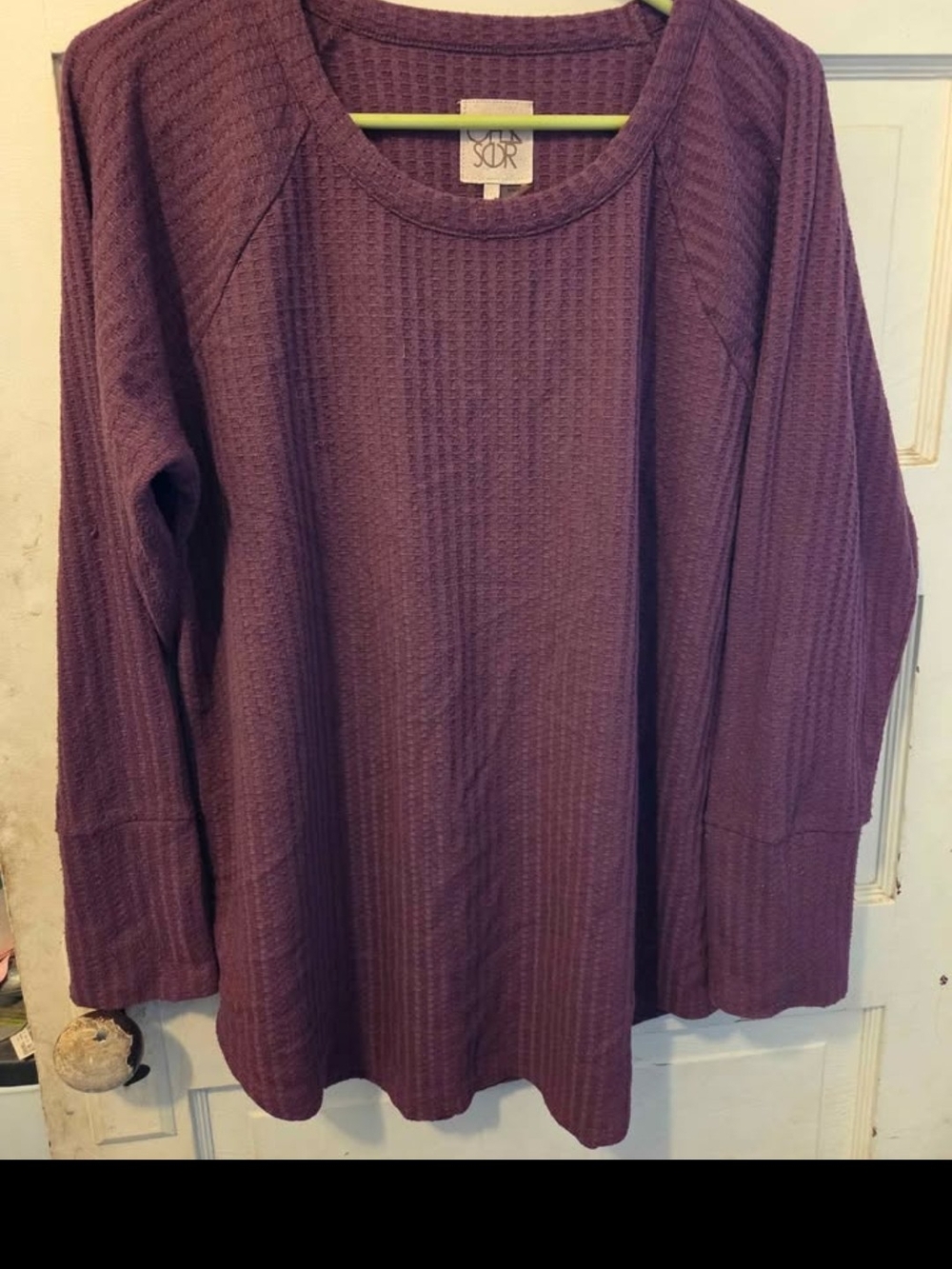Chaser Plum Waffle Knit Long Sleeve Tee